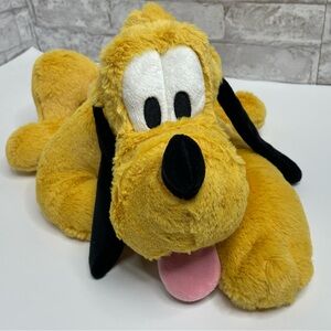 Disney Store Plush Pluto Yellow Stuffed Animal Laying Toy 15" Lovey Plushie Soft